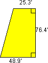 Trapezoid measuring 25 point 3 at top, 7 point 6 at left, and 48 point 9 at bottom.