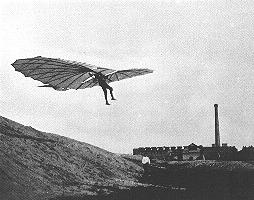 Picture of Lilienthal's glider in flight.