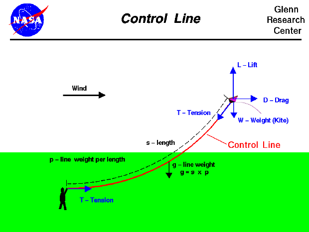 Computer drawing showing the forces acting on the control line.