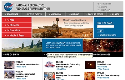 NASA Main web site image