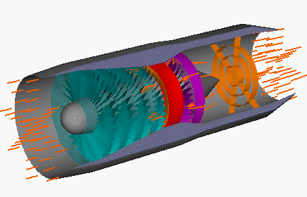 Computer animation of flow through an afterburning turbojet