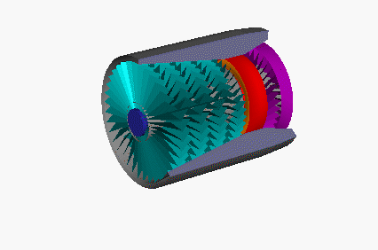 Computer animation of turbofan engine construction
