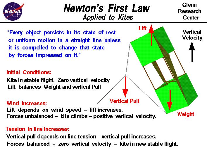 Computer Drawing of a kite which is used to explain
Newton's First Law of Motion