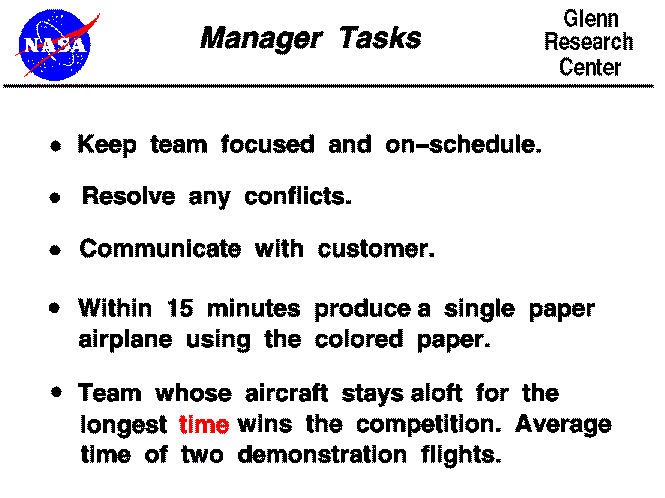 The activity tasks