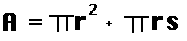 A equals pie R squared plus pie R S