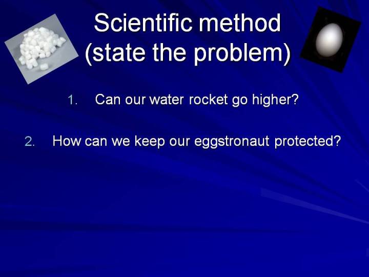 A slide describing the scientific method.
