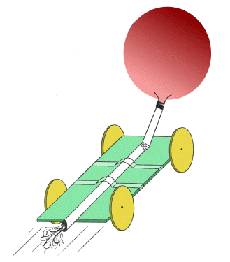 Graphic of rocket car