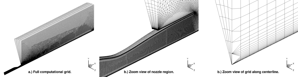 3-D, unstructured grid for Seiner nozzle.