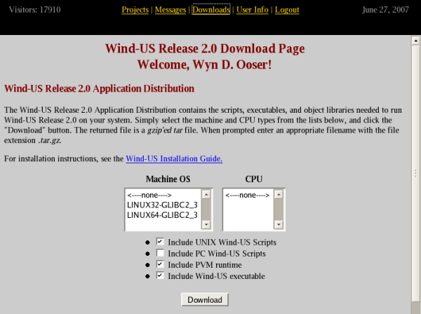 Wind-US Download Page, Application Distribution
