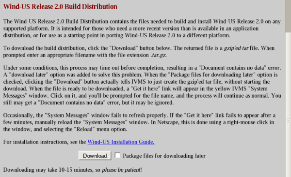 Wind-US Download Page, Build Distribution