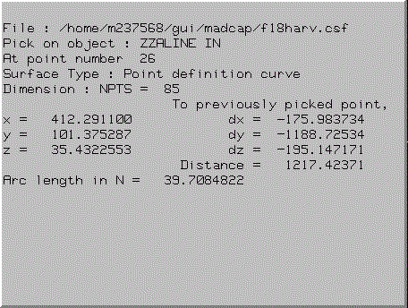 Example analysis box for point on a single curve in .csf file