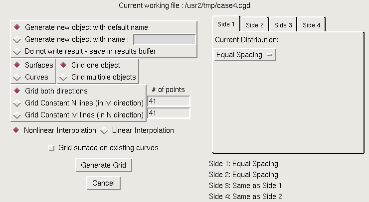 Regrid Surface or Curve window