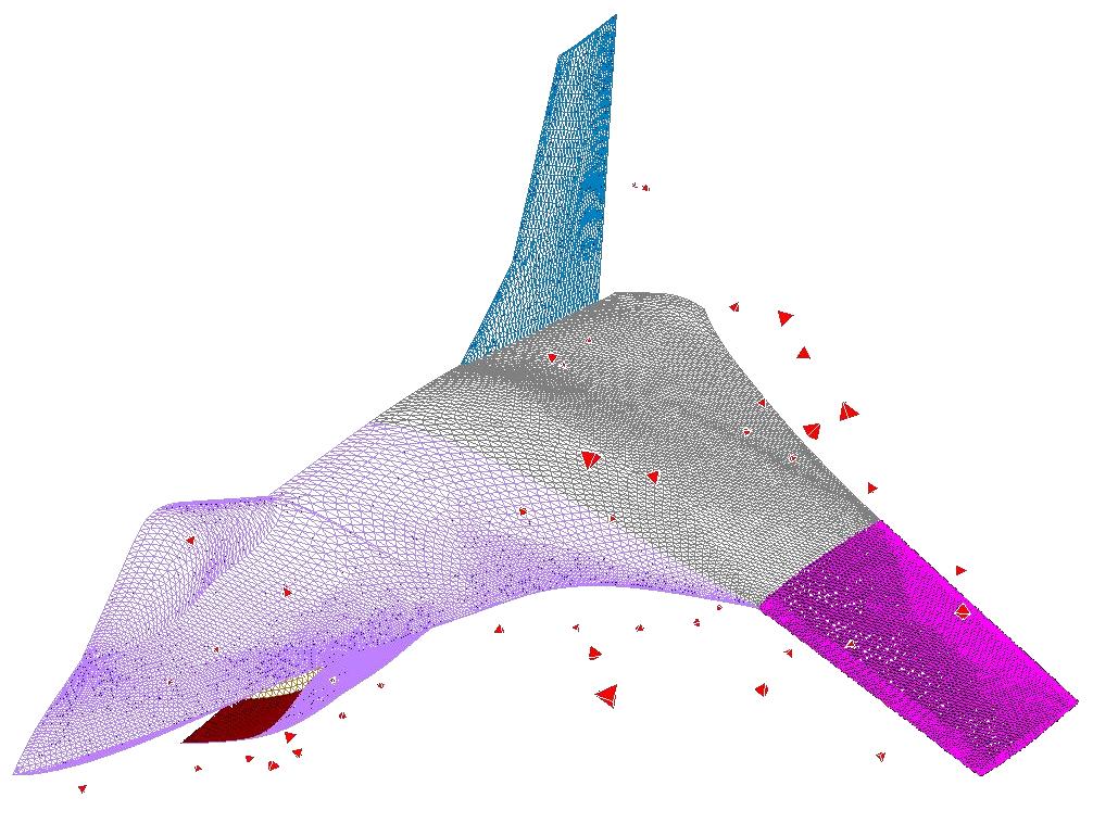 Unstructured mesh for airplane surface with cell quality metrics