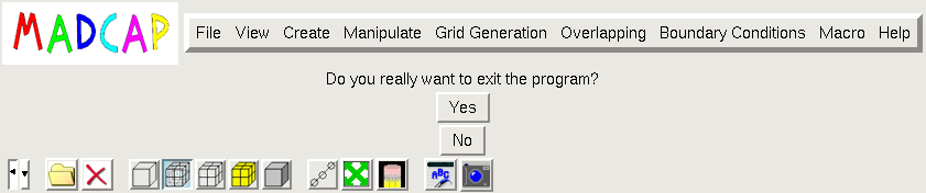 MADCAP main menu bar after selecting Quit from File menu