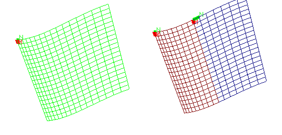 Example showing surface broken into two surfaces