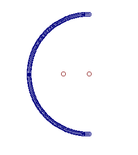 Example showing centroids of a circular arc, created with and without reflection option