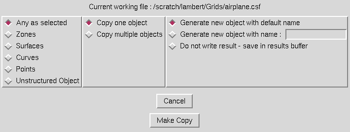 Create Copy window