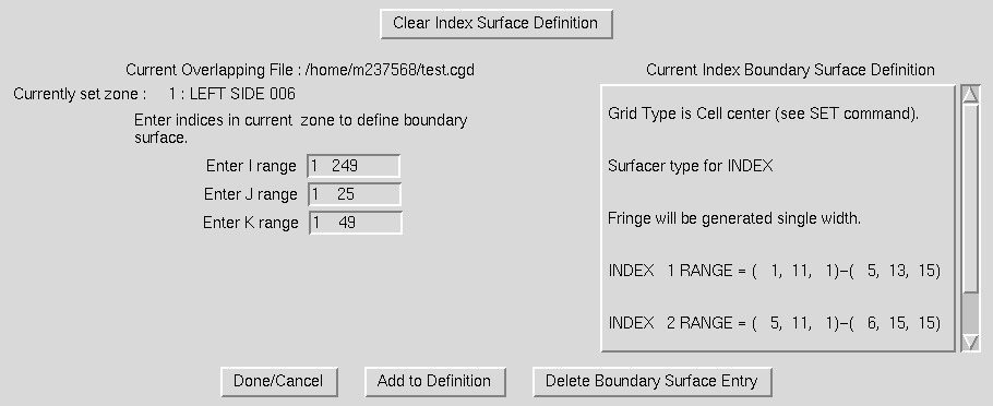 Define Index Boundary Surface window