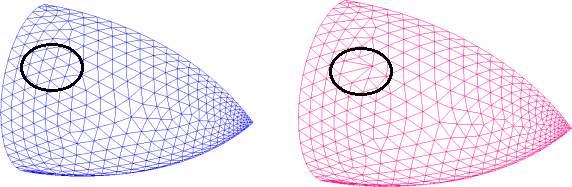Unstructured grids showing effect of merging two nodes