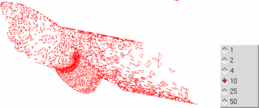 Unstructured surface mesh with every tenth face displayed