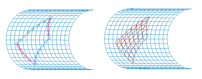 Example of surface created by 2D TFI on a surface, between four curves