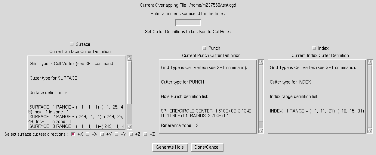 Generate Hole window