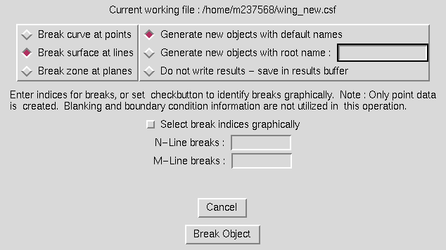 Break Objects window