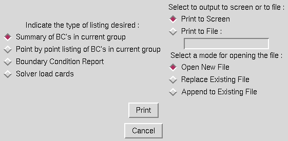 Print BC Information window